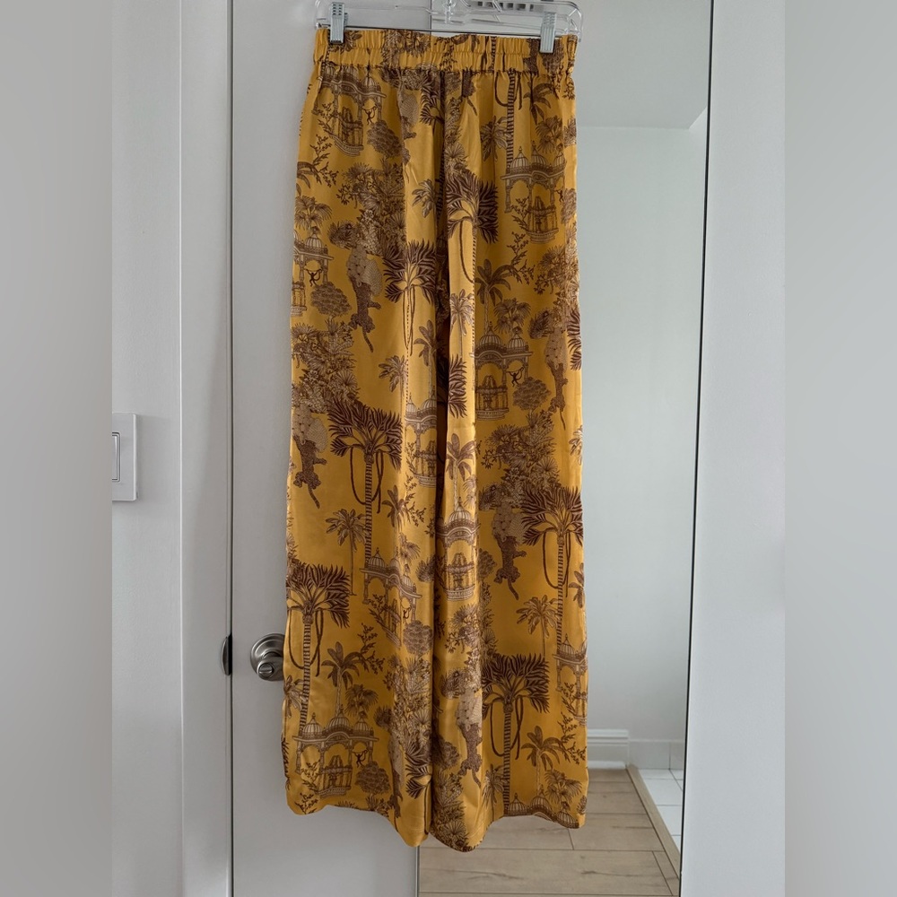 Wild Yellow Patterned Wide-Leg Pants